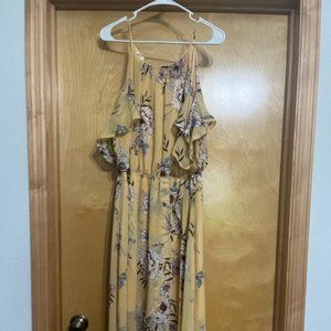 Yellow Cold Shoulder Dress High Low Hem - Maurices, Size 0